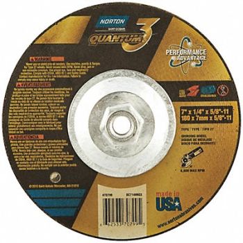 NORTON Depressed Center Wheel 5/8-11in Type 27, 45VH30
