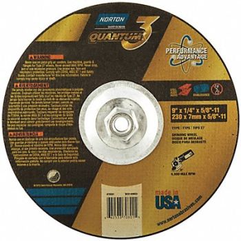 NORTON Depressed Center Wheel 9in Type 27, 45VH33