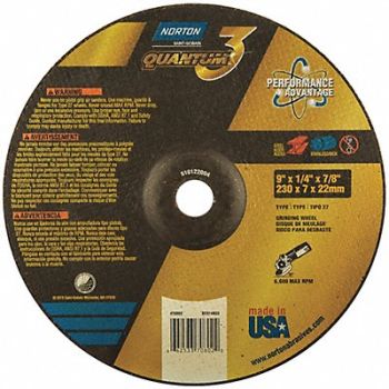 NORTON Depressed Center Wheel 9in 7/8in, 45VH36