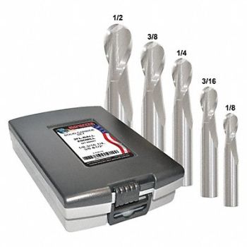 GRAINGER APPROVED End Mill Set 5 pc Ball Nose Carbide, 45XU24