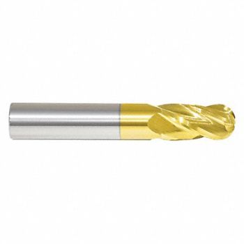 GRAINGER APPROVED Ball End Mill Single End 1/2 Carbide, 45XW63