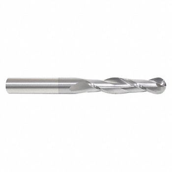 GRAINGER APPROVED Ball End Mill Single End 1 Carbide, 45XX09