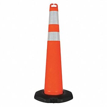 GRAINGER APPROVED Traffic Cone Orange with Reflective Tape, 45YJ69