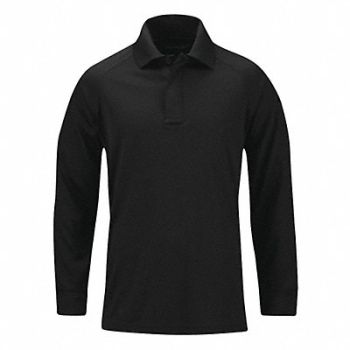 PROPPER Performance Long Sleeve Polo 2XL Black, 45YM07