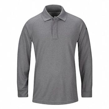 PROPPER Long Sleeve Polo 2XL Heather Gray, 45YM16