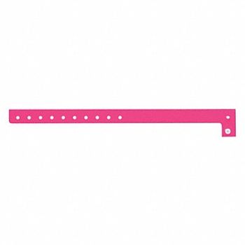 IDENTIPLUS ID Wristband Plastic L-Shaped Pink PK500, 45YN75