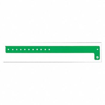 IDENTIPLUS ID Wristband Vinyl L-Shaped Green PK500, 45YN89