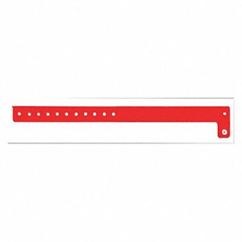 IDENTIPLUS ID Wristband Vinyl L-Shaped Red PK500, 45YN91