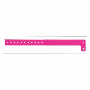 IDENTIPLUS ID Wristband Vinyl L-Shaped Pink PK500, 45YN94