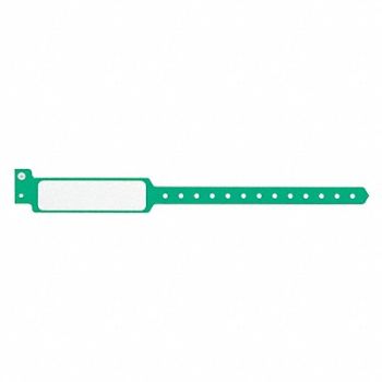 IDENTIPLUS ID Wristband Plastic Wide Green PK500, 45YP26