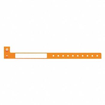 IDENTIPLUS ID Wristband Orange 1-1/4 in W PK500, 45YP35