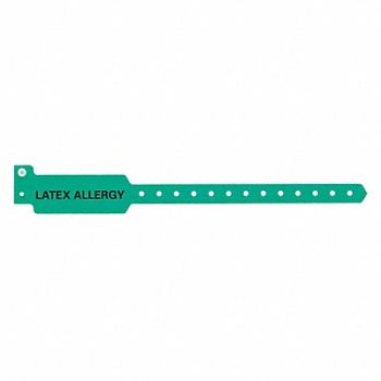 IDENTIPLUS ID Wristband Green Latex Allergy PK500, 45YP51