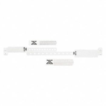 IDENTIPLUS ID Wristband Set Vinyl White PK300, 45YP55