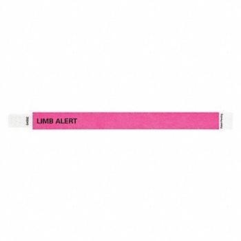 IDENTIPLUS ID Wristband Tyvek Limb Alert PK500, 45YP69