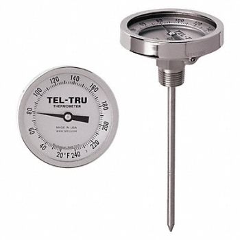 TEL-TRU Analog Dial Thermometer Stem 6 L, 460W05