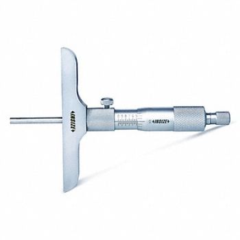 INSIZE Depth Micrometer 4 L Base Flat Anvil, 462V91