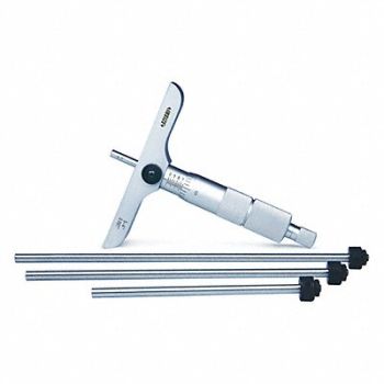 INSIZE Depth Micrometer 4 L Base Flat Anvil, 462V94