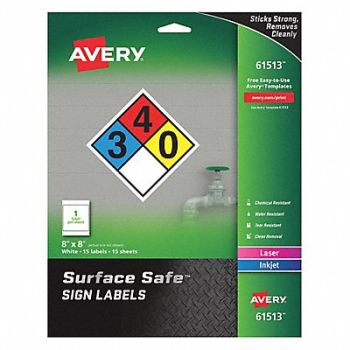 AVERY Safety Sign 8 W x 8 H PK15, 465C17
