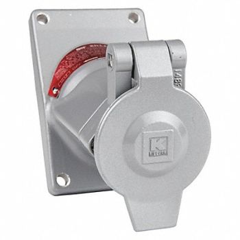 HUBBELL Receptacle Gray 20 A 2P3W Back 1PK, 54DG43