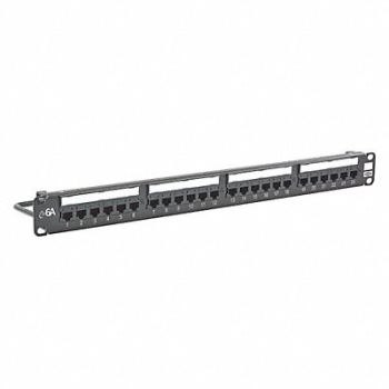 HUBBELL PREMISE WIRING Patch Panel 1.72 in H Steel Flat Panel, 46AY29
