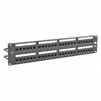 HUBBELL PREMISE WIRING Patch Panel 3.46in.H 6 Category Steel, 46AY32