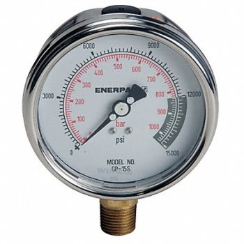 ENERPAC Pressure Gauge 0 to 15000 psi 4 Dial, 46C578
