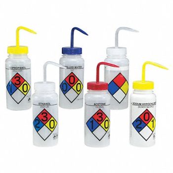 SP SCIENCEWARE Wash Bottle Standard 16 oz Assorted PK6, 46C798