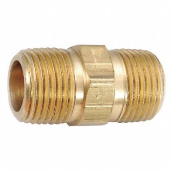 GRAINGER APPROVED Hex Nipple Brass 1/8 in Pipe Size MNPT, 46M443