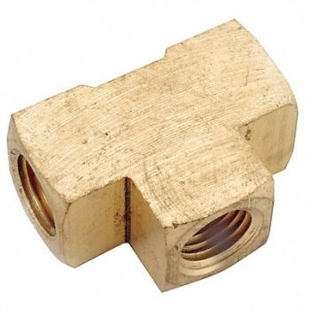 GRAINGER APPROVED Extruded Tee Brass 1/2 in Pipe Size FNPT, 46M506