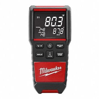 MILWAUKEE Thermocouple Thermometer 2 Input, 46N347