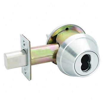 SCHLAGE 1-Cyl Deadbolt Less FSIC Satin Chrome, 46TX09