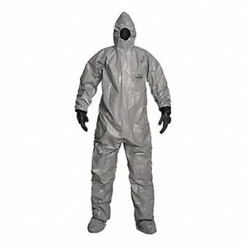 DUPONT Hooded Coveralls Gray 5XL Elastic PK6, 46TY21