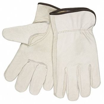 MCR SAFETY H4823 Leather Gloves Cream M PR, 46U079