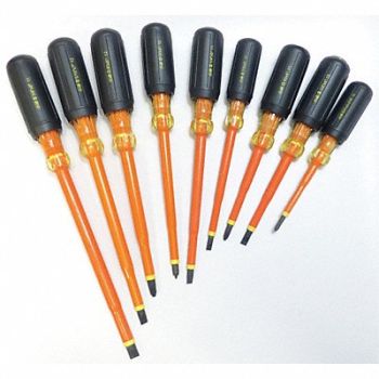 IDEAL Ins. Screwdriver Set Slot/Phllps/Sq 9 Pc, 46W414