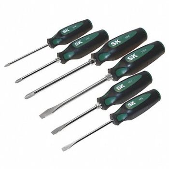 SK PROFESSIONAL TOOLS Screwdriver Set Slotted/Phillips 6 Pc, 46W521