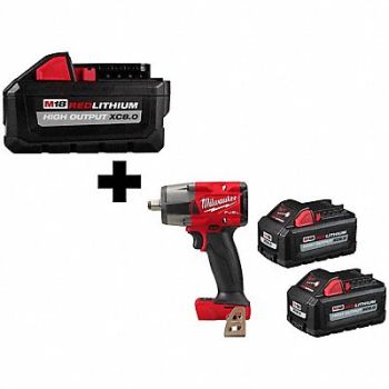 MILWAUKEE M18 8.0 + 2PK 6.0 Battery M18 1/2 MTIW, 388TC1