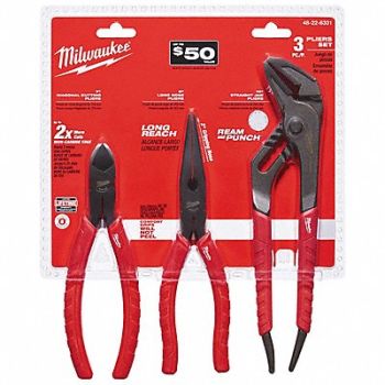 MILWAUKEE Comfort Grip Pliers Kit 3 Pieces, 800ZU2