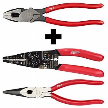 MILWAUKEE Lineman Pliers Wire Stripper Pliers, 382YR3