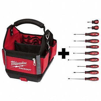 MILWAUKEE Screwdriver Kit 10 Packout Tote 10pc, 383YE6