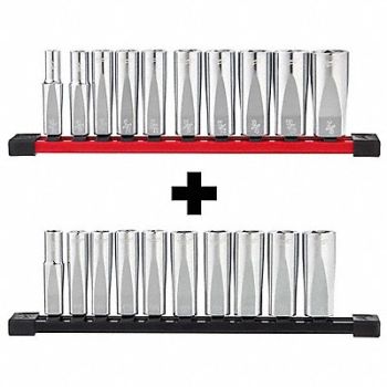 MILWAUKEE SAE Deep Well Sockets 10pc 3/8, 382YR0