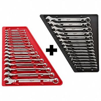 MILWAUKEE Combination Wrench Set SAE/Metric 15pc, 383YE5