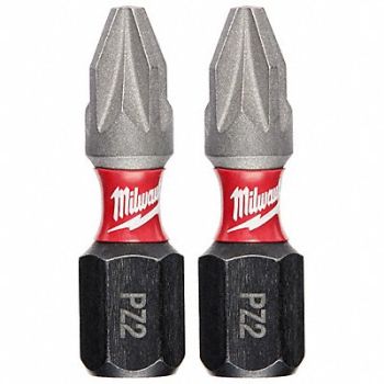 MILWAUKEE Insert Bit 1/4 Shank Size 1 Bit L PK2, 52WR92