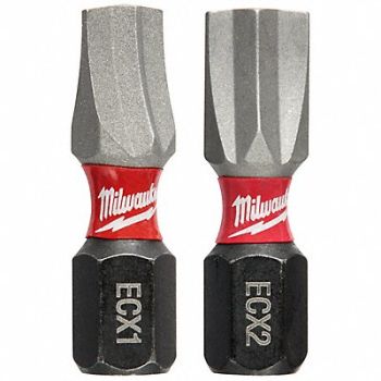 MILWAUKEE Insert Bit Set 1/4 Shank 1 Bit L PK2, 52WT05