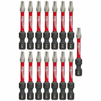 MILWAUKEE Power Bit 1/4 Shank Size 2 Bit L PK15, 52WT02