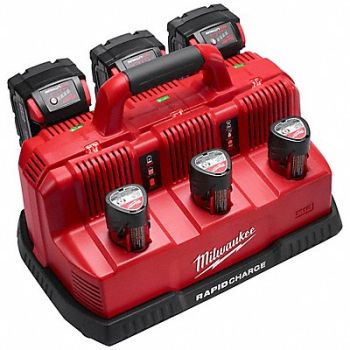 MILWAUKEE Battery Charger Li-Ion 6 Ports, 32NN05
