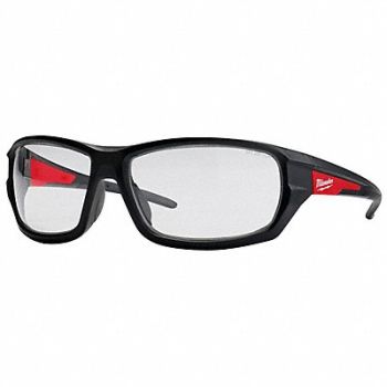 MILWAUKEE Safety Glasses Black Frame Clear Lens, 55FE96