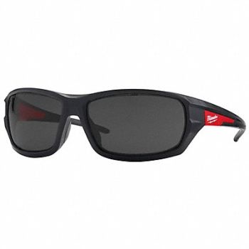 MILWAUKEE Safety Glasses Black Frame Smoke Lens, 55FE97
