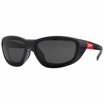 MILWAUKEE Safety Glasses Black Frame Smoke Lens, 55FF03