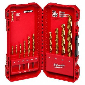 MILWAUKEE Jobber Length Drill Set 14pc HSS, 21R664