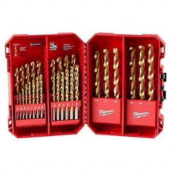 MILWAUKEE Jobber Length Drill Set 29pc HSS, 21R665